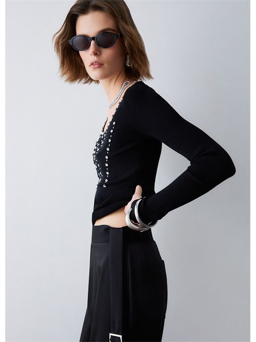 Maglia con ricami gioiello LIU JO | PA6021MS99E/C3912